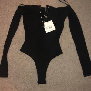 Black off the shoulder bodysuit!